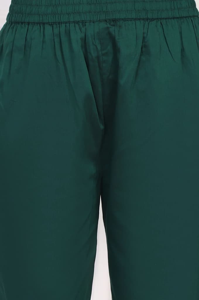 Green Embroidered A-Line Silk Kurta with Straight Pant and Dupatta Set — photo 8