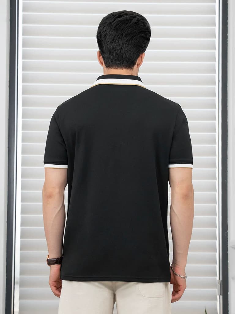 T Shirts for Men in Black | Polyester Blend Polo T Shirt — photo 3