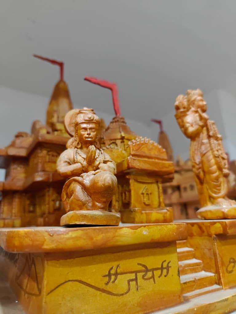Wooden Statue of Hindu Deity | Carved | Brown | Decorative