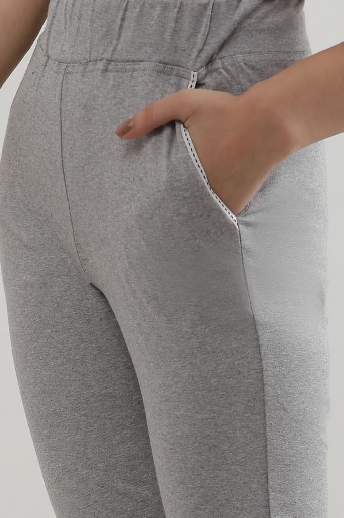 Grey Solid Straight Fit Cotton Culottes With Slip On Closure — photo 7