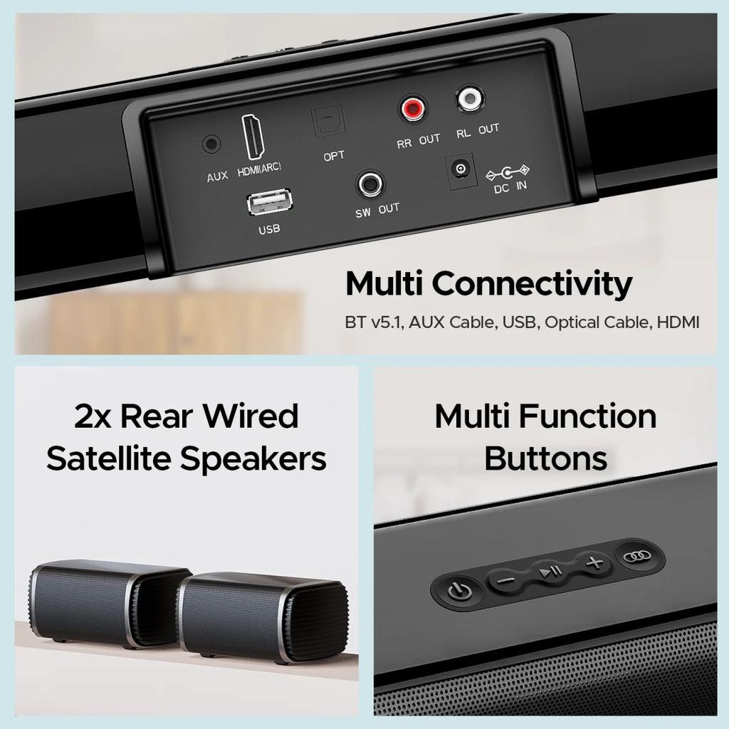 boAt Aavante Bar 2400 | Bluetooth Soundbar with 180W RMS Sound, 5.1 Channel with Wired Subwoofer, 2 Rear Satellite Speakers — photo 5