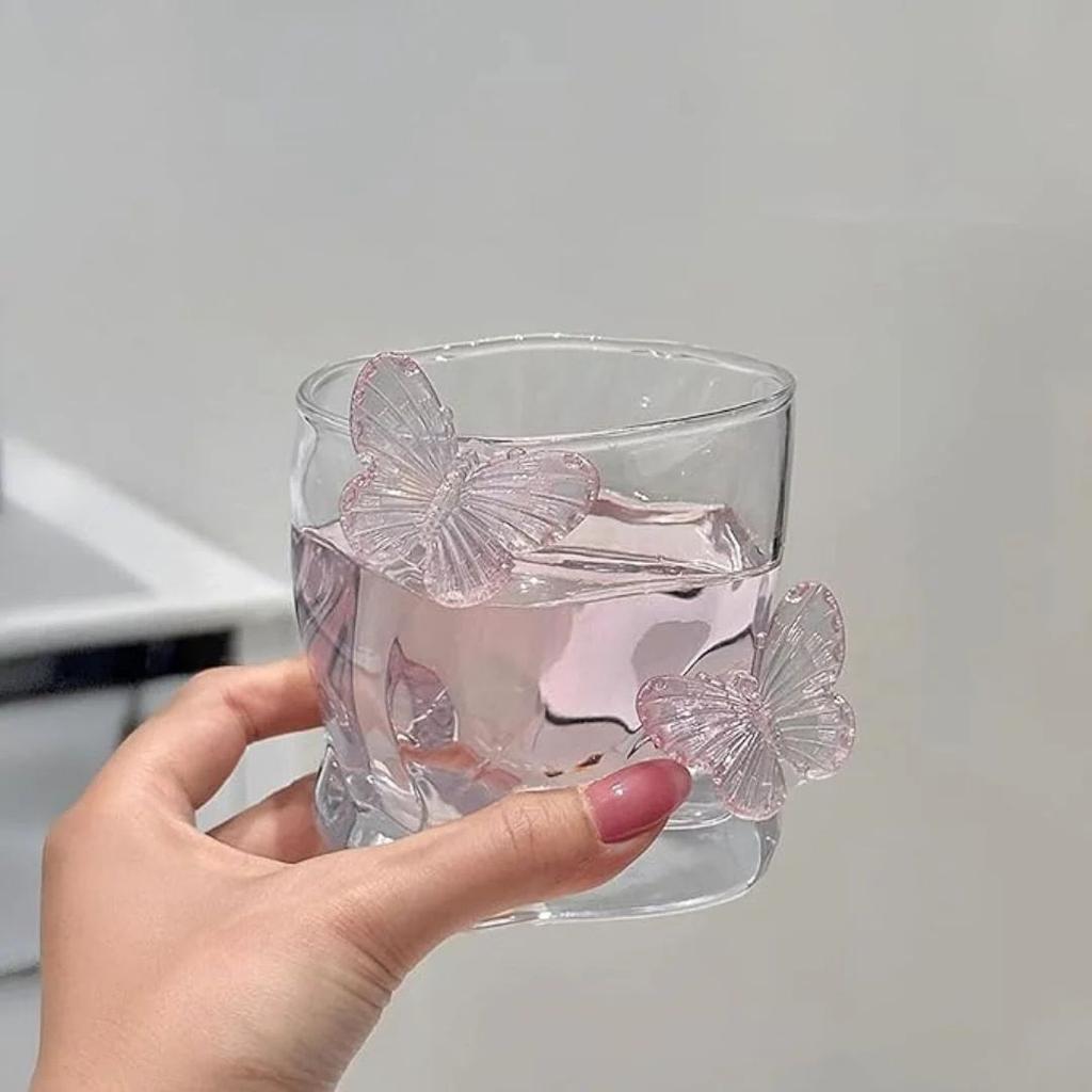 Aesthetic Butterfly Glass Cup – 3D Butterfly Embellished Drinking Glass — photo 5