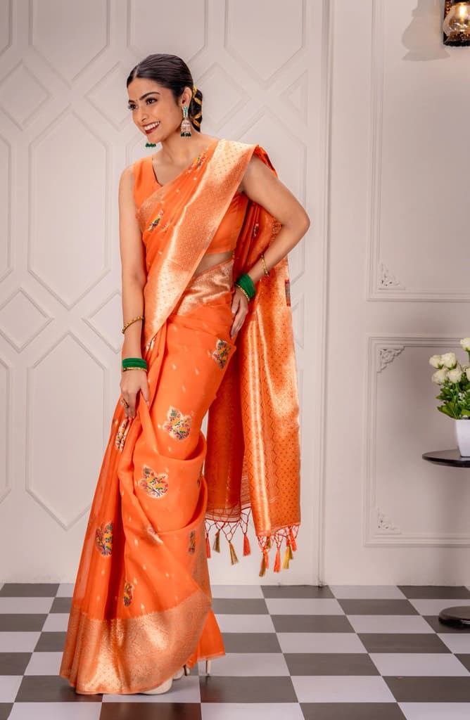 Mimosa Women's Woven Design Banarasi Style Art Silk Saree With Blouse Piece : SA00001759PCFREE — photo 3