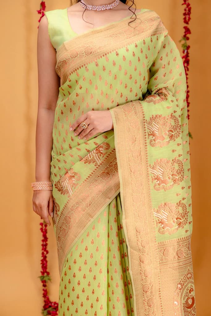 Mimosa Women's Woven Design Banarasi Style Art Silk Saree With Blouse Piece : SA00001809LRFREE — photo 3