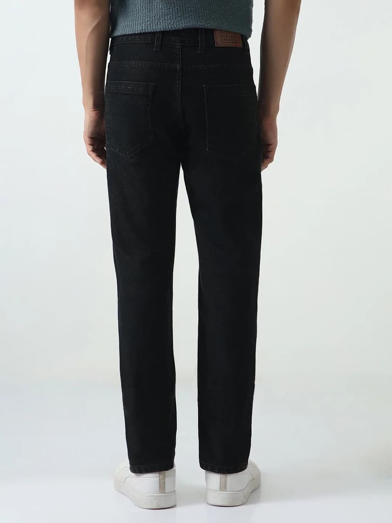 Men's Black Slim Fit Washed Denim Jeans Stretchable — photo 3