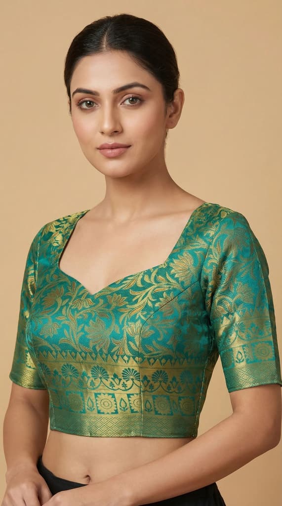 MIMOSA Women's Woven Design Kanjivaram Style Art Silk Saree with Blouse Piece - Saffire ( SA00003144SFFREE ) — photo 5