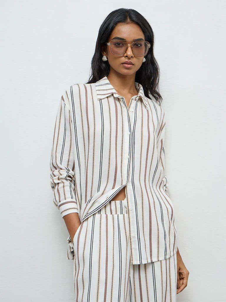LOV Off-White Striped Shirt — photo 2