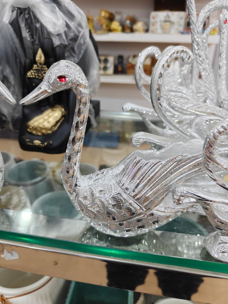 Glass Bird Sculpture | Art Deco | Clear | Silver