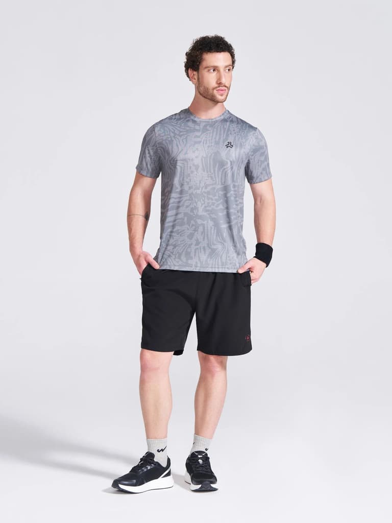 Men's Grey Printed Round Neck T-Shirt — photo 6