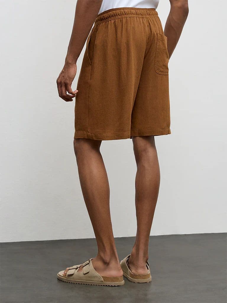 ETA Light Brown Relaxed-Fit Mid-Rise Shorts — photo 5