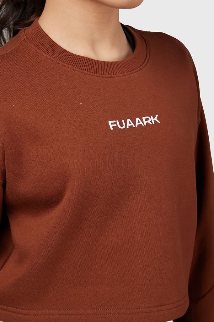 Signature Oversized Cropped Sweatshirt Brown — photo 3