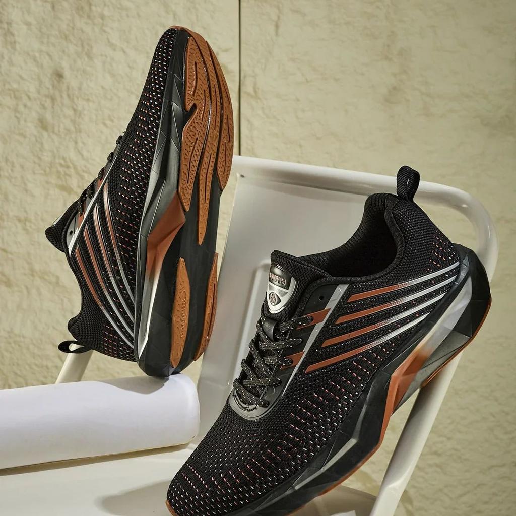 AMPOR Black Men's Running Shoes
