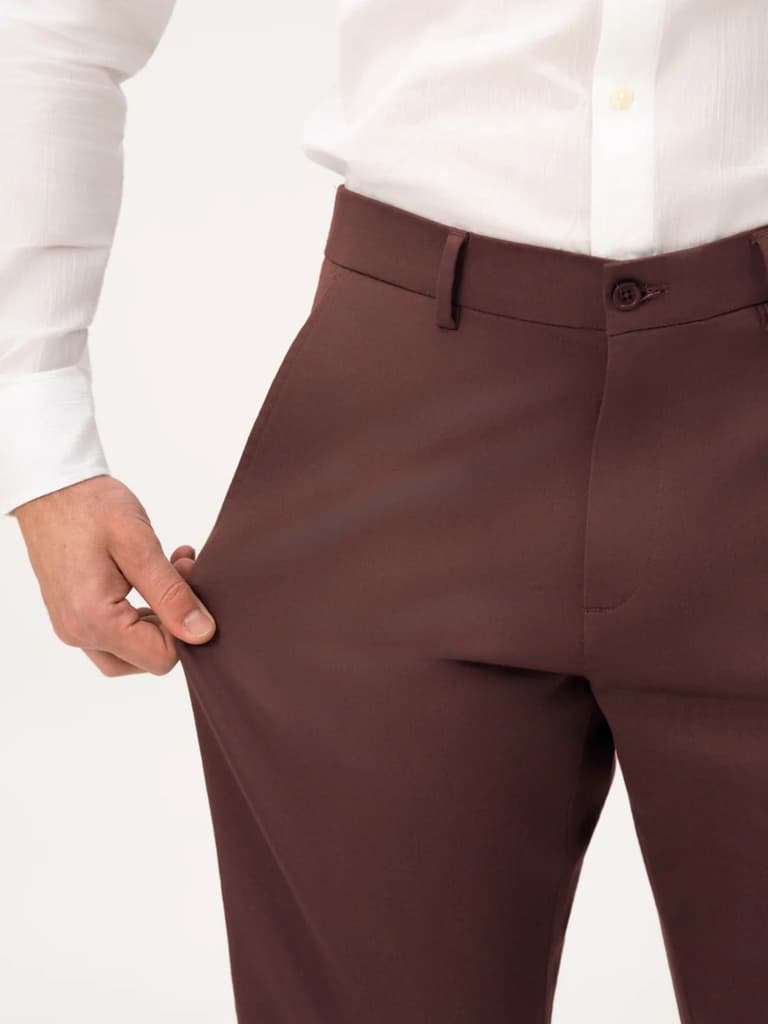 Cognora Brown Relaxed Fit Stretch Chinos for Men — photo 4