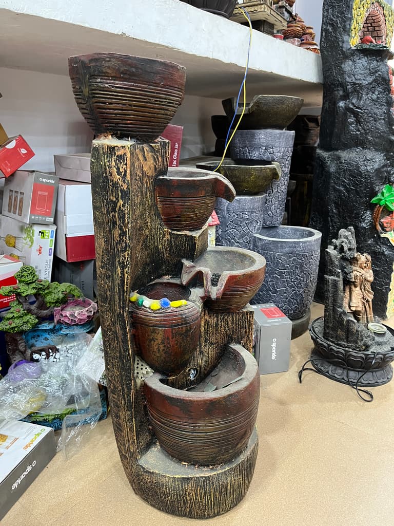 Wooden Vase with 3 Cups | Decorative | Wood | Brown