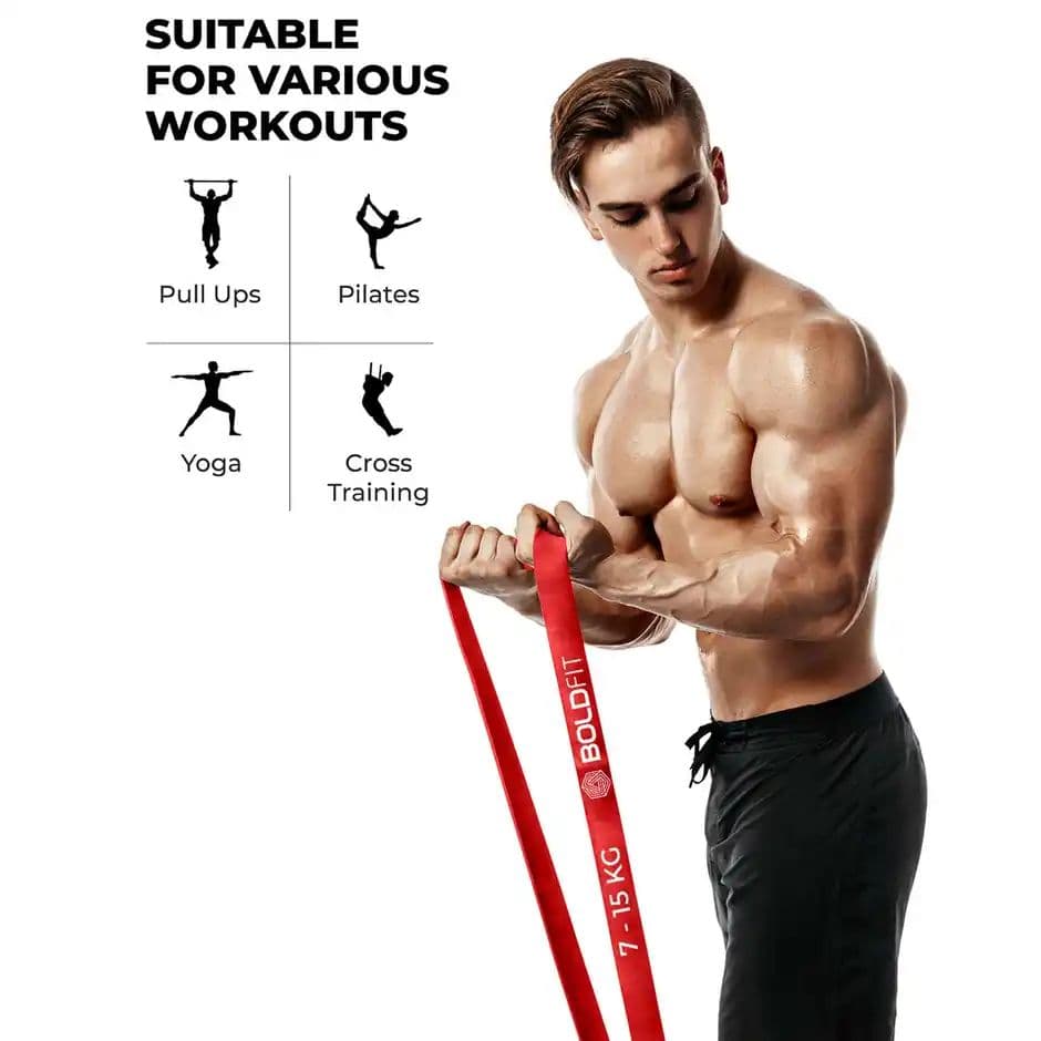 Boldfit Heavy Resistance Band For Workout Exercise | 7-15 Kg Resistace Capacity | Red — photo 2