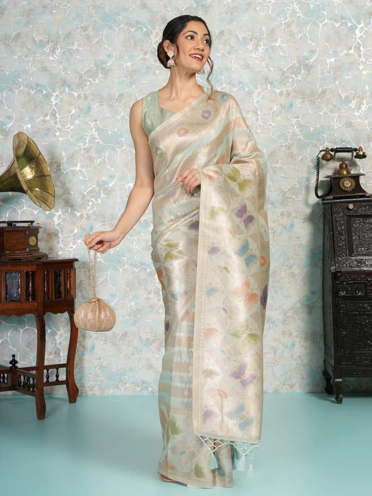Mimosa Women's Woven Design Banarasi Style Art Silk Saree With Blouse Piece : SA00002065RMFREE — photo 5