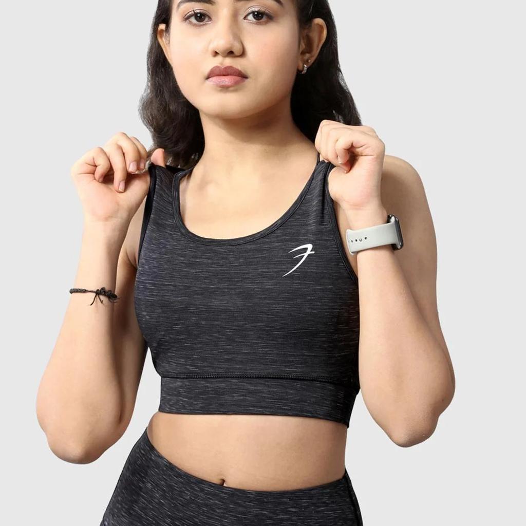 Essential Melange Sports Bra Black