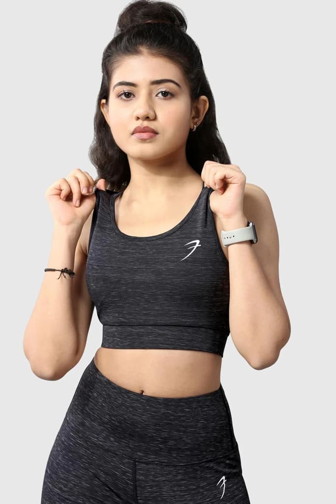 Essential Melange Sports Bra Black — XS