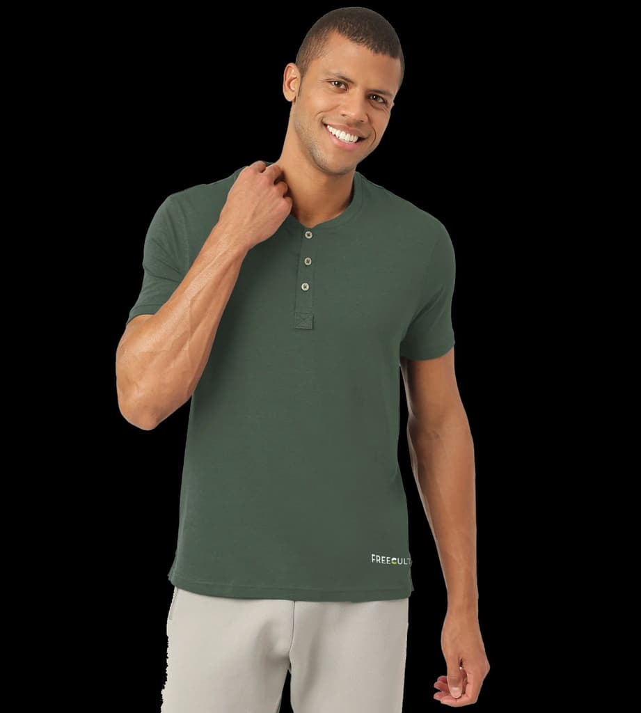 Black Forest Green Henley 2.0 - Half Sleeves (Pack Of 1) — Black Forest Green / S