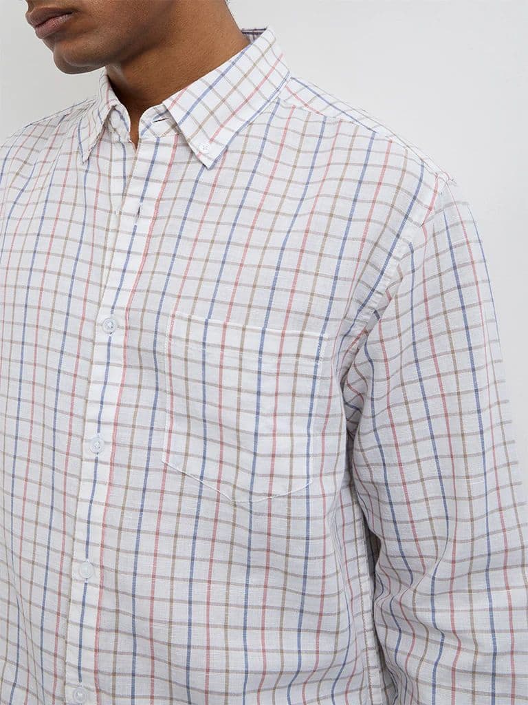 WES Casuals Off-White Relaxed-Fit Cotton-Blend Shirt — photo 3