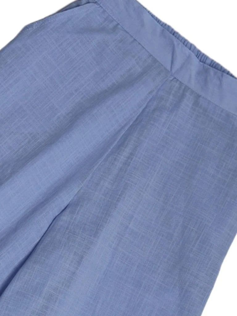 Utsa Kids Girls Blue Solid Cotton Wide-Leg Pants - (8-14 yrs) — photo 5