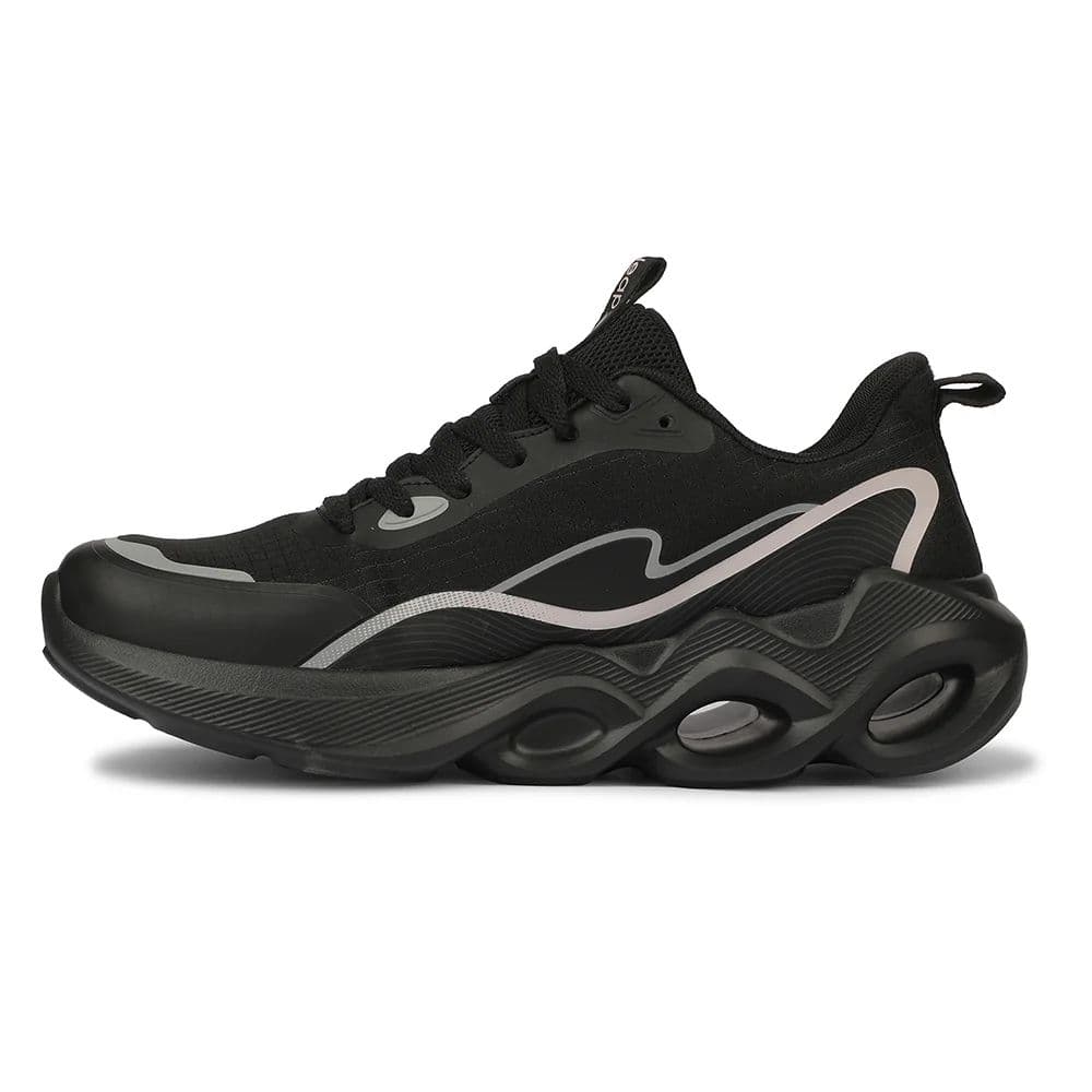 Leap7X ZQ-DWM-01 Airflow Outsoles Black Sports Non Lacing Walking Shoes for Men by Liberty — photo 5