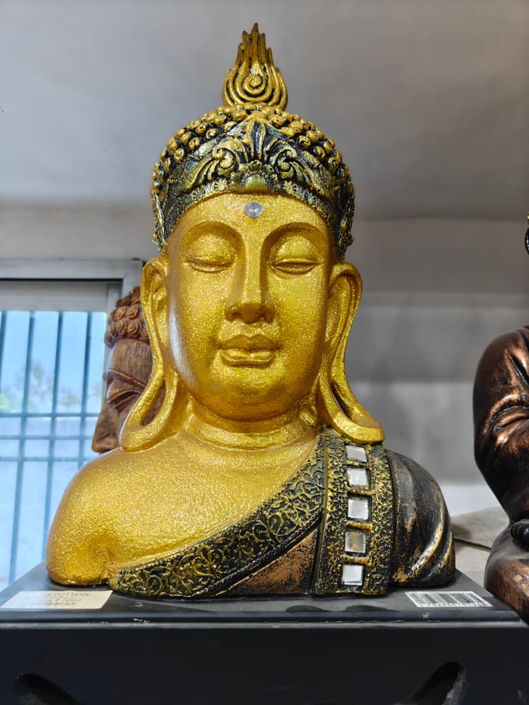 Gold Buddha Head Statue | Decorative | Gold | Buddhist