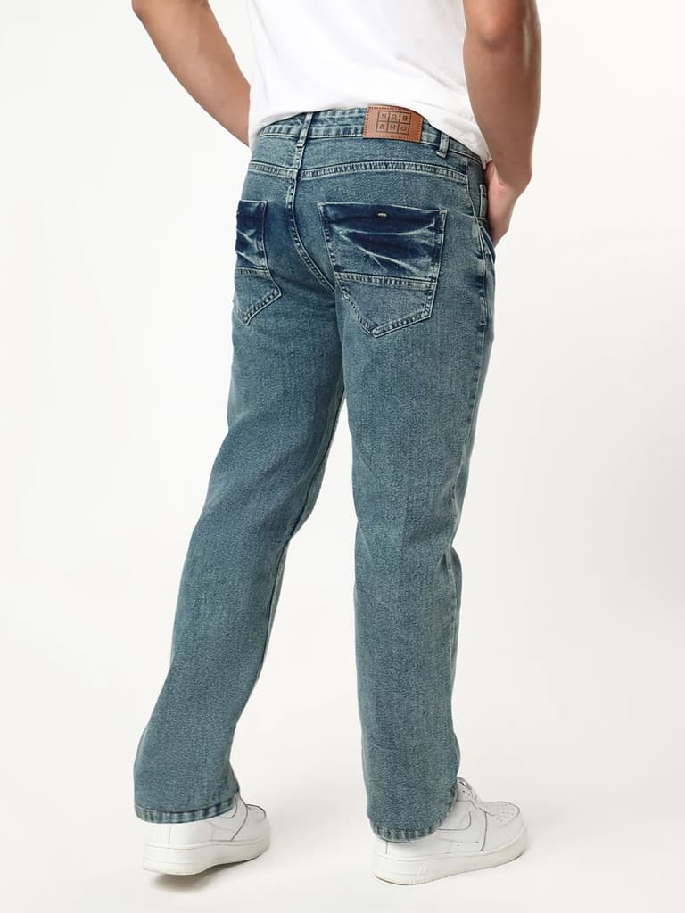 Men's Ice Blue Regular Fit Acid Washed Denim Jeans Stretchable — photo 3