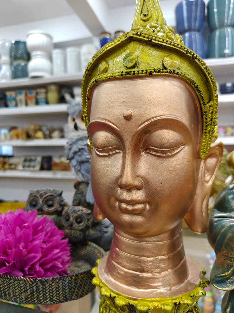 Gold Buddha Head Statue | Decorative | Gold | Yellow