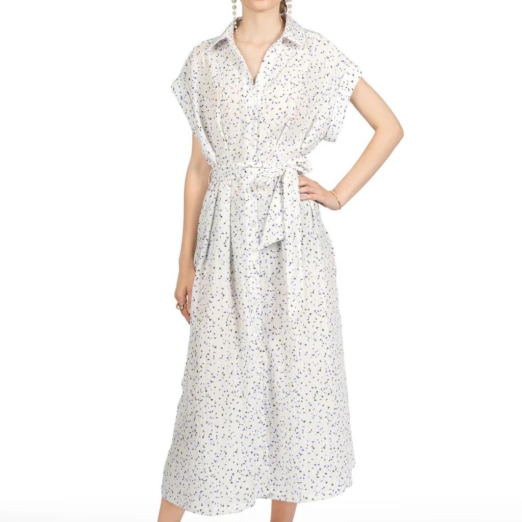 White Printed Kimono Midi Dress