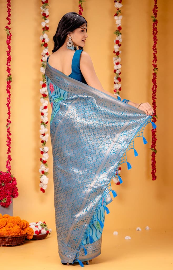 Mimosa Women's Woven Design Kanjivaram Style Art Silk Saree With Blouse Piece : SA00001600SFFREE — photo 6