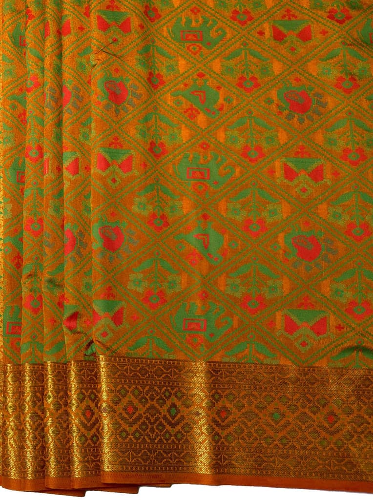 MIMOSA Women's Woven Design Paithani Style Raw Silk Saree with Blouse Piece - Mustard ( SA00003128MSFREE ) — photo 6