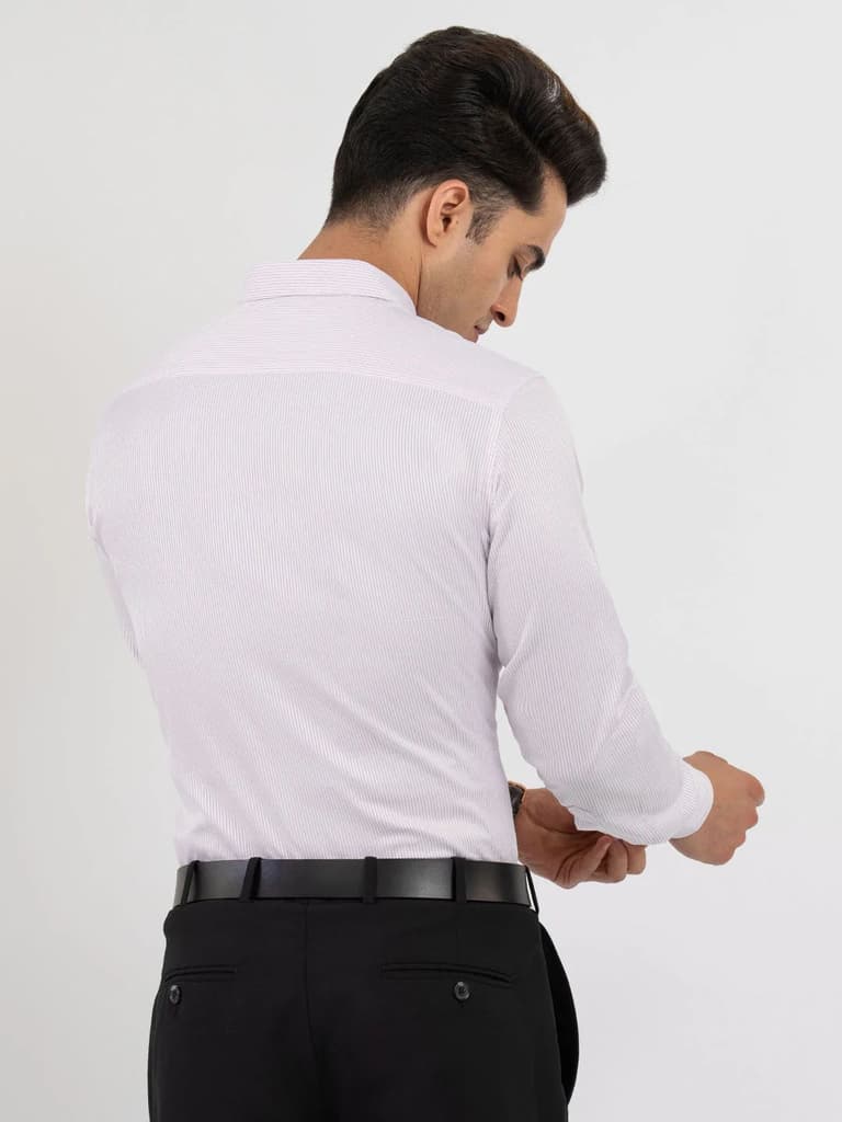 Shirts for Men in Purple | Dobby Stripe Full Sleeve Shirt — photo 3