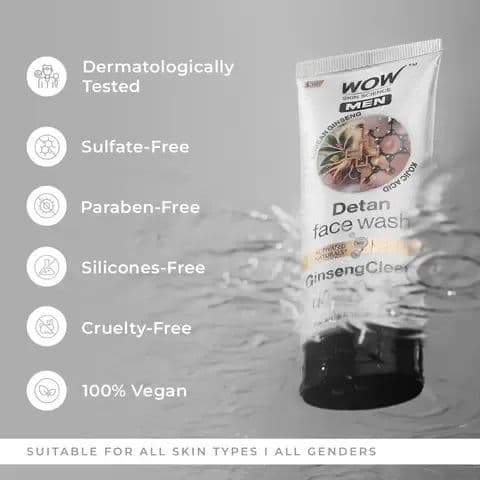 Men's Korean Ginseng & Kojic Acid Detan Face Wash Gel Brightening