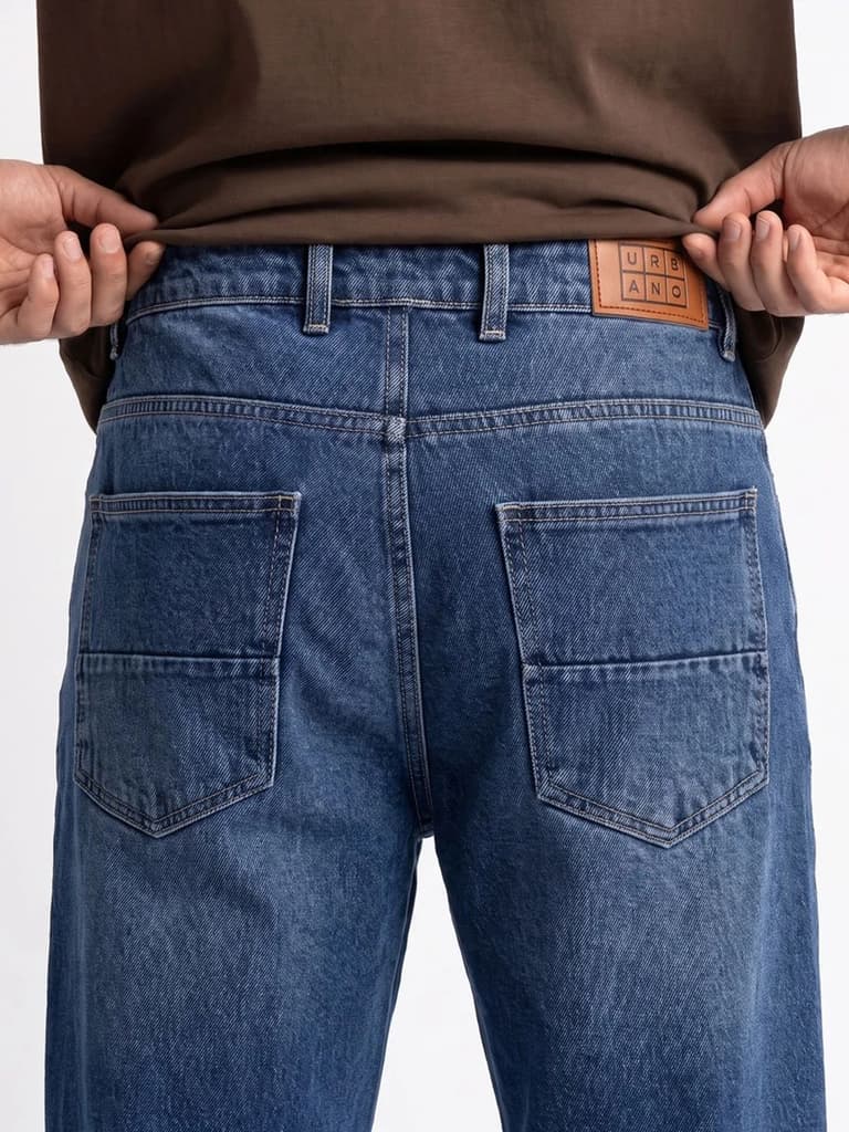 Men's Blue Relaxed Fit Washed Denim Jeans Non-Stretchable — photo 6