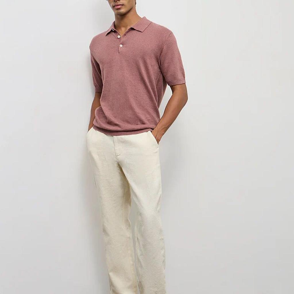 ETA Dusty Pink Relaxed-Fit Cotton-Blend Polo T-Shirt