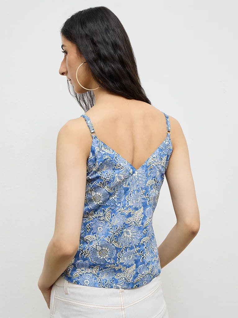 Bombay Paisley Blue Printed Cotton Top — photo 4