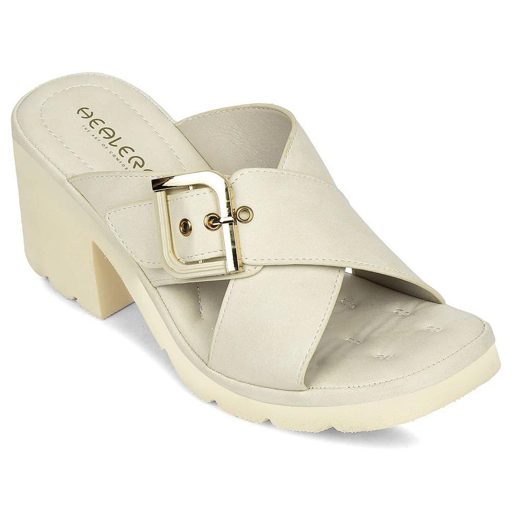Healers Light Grey Casual Block Heel Sandal For Women ZQ-DM-15 By Liberty