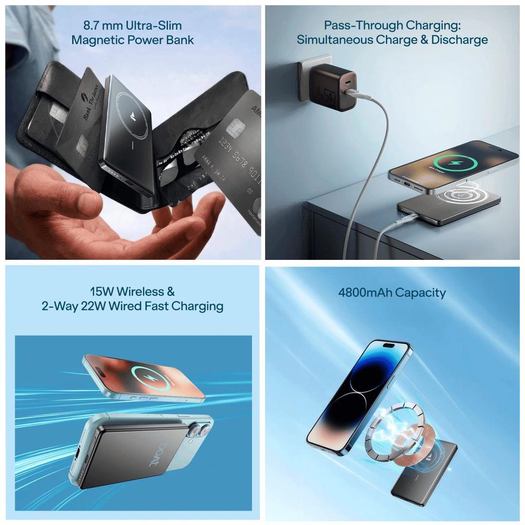 boAt Energyshroom Magnacharge Air | 4800mAh Ultra-Slim Magnetic Wireless Power Bank with 15W Wireless Charging