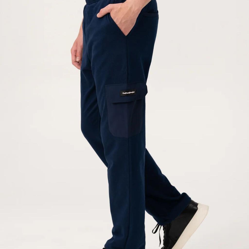 Calm Navy Relaxed Fit Cargo Sweatpants