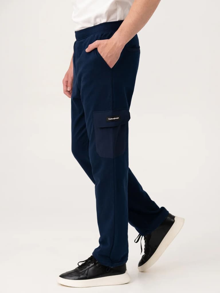Calm Navy Relaxed Fit Cargo Sweatpants