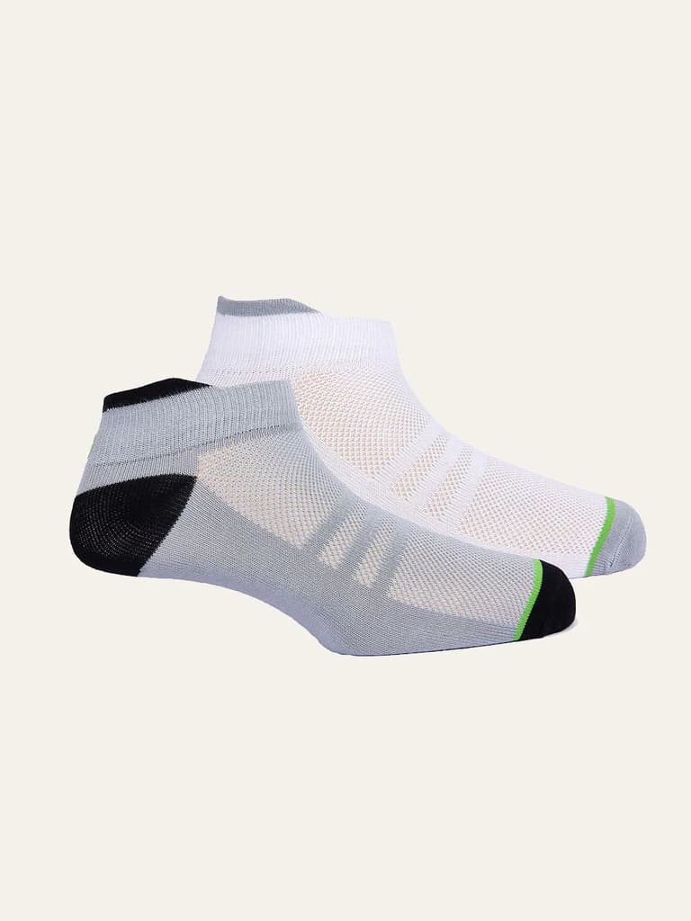 Bamboo Low Cut Socks - Pack of 2 — Light Grey; White