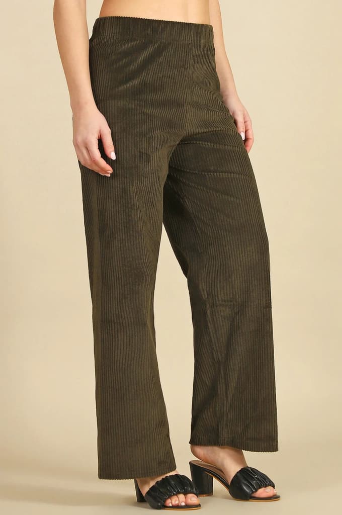 Dark Green Solid Straight Fit Cotton Pants — photo 6