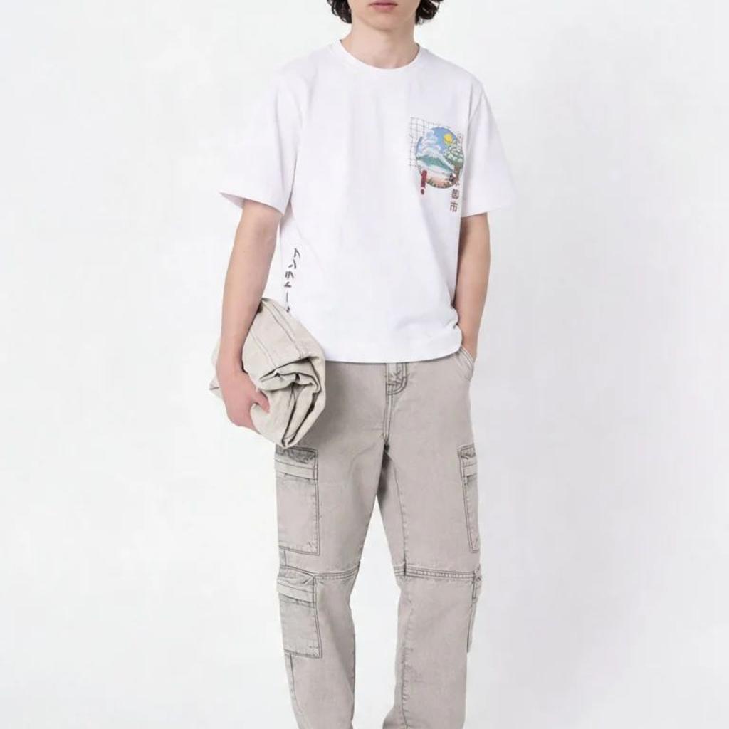 Y&F Kids Boys Off-White Scenic-Inspired Cotton T-Shirt