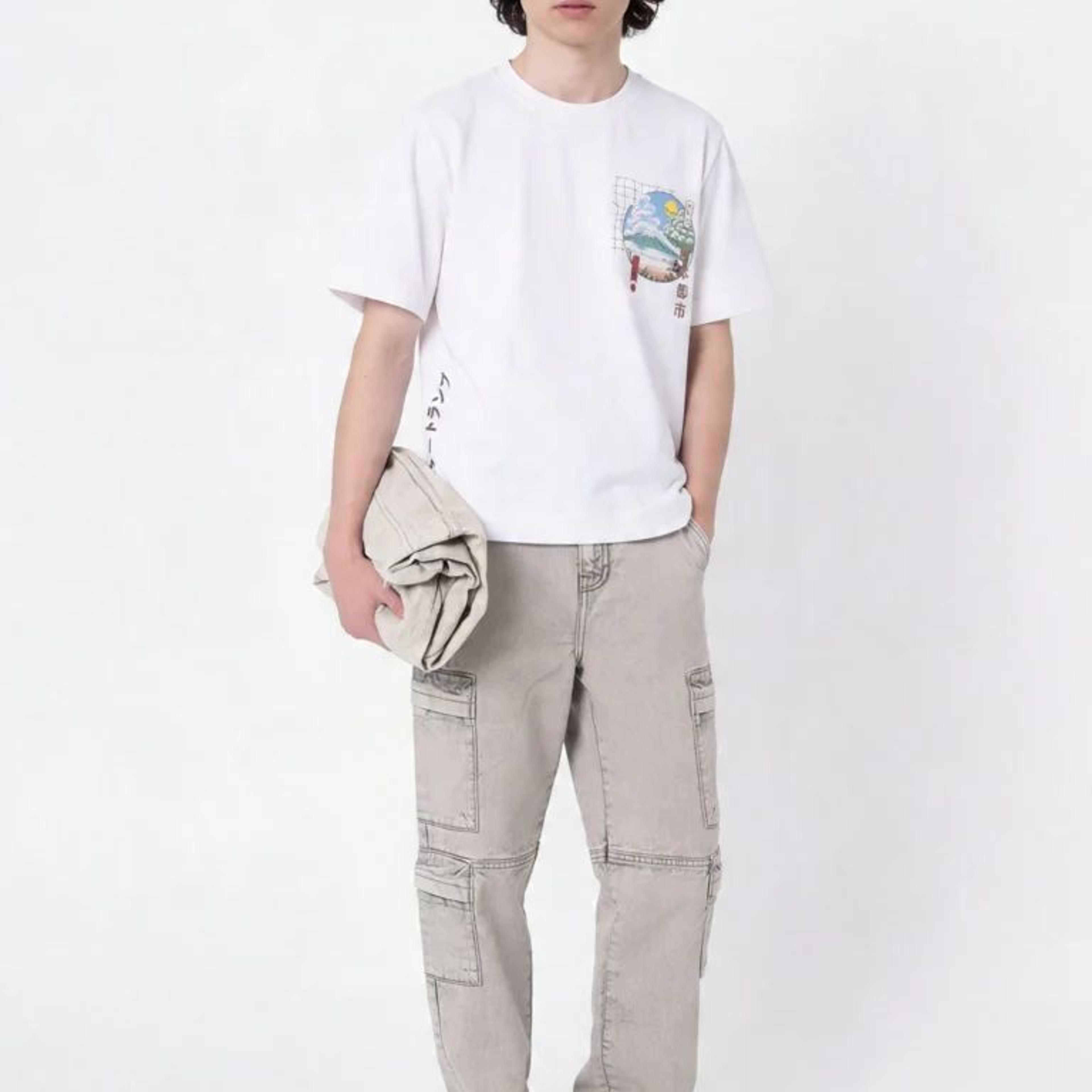 Y&F Kids Boys Off-White Scenic-Inspired Cotton T-Shirt