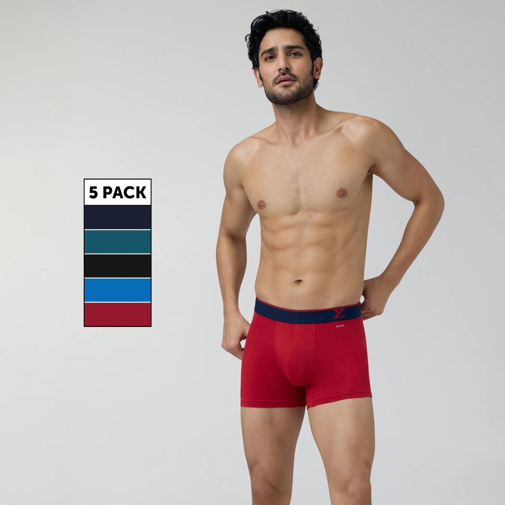 Aero Traq Pace Cotton Trunks Blue Green Black Red (Pack of 5) — photo 2