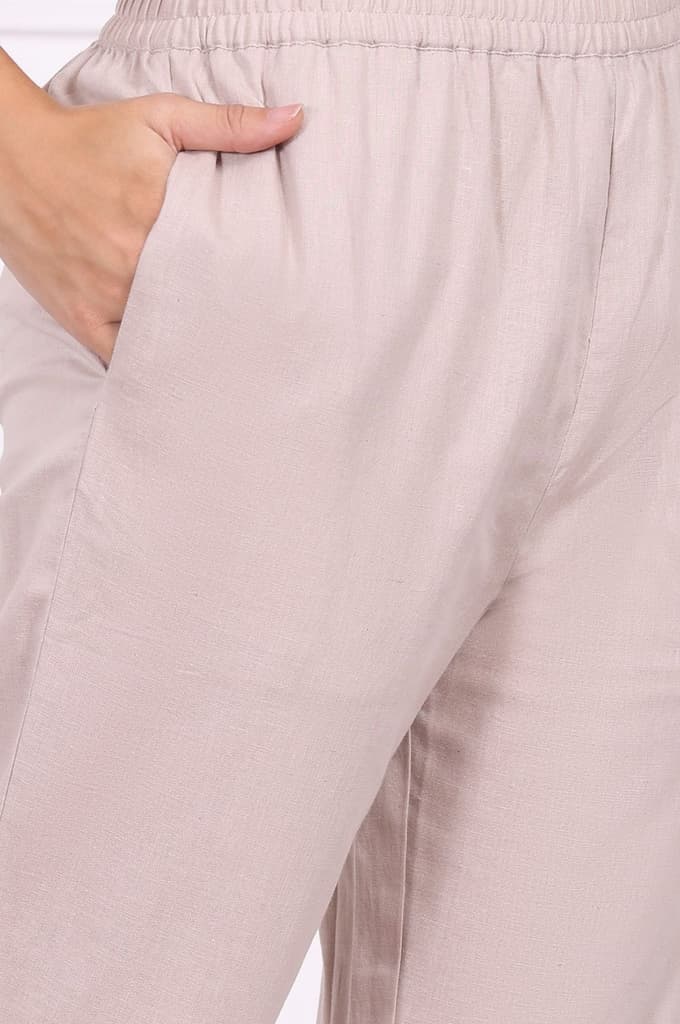 Beige Embroidered Rayon Straight Kurta and Straight Pants Co-ord Set — photo 9