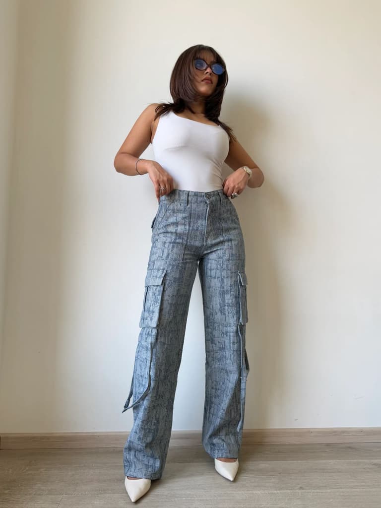 High-End Bamboo Texture Jacquard Cargo Pants — photo 2