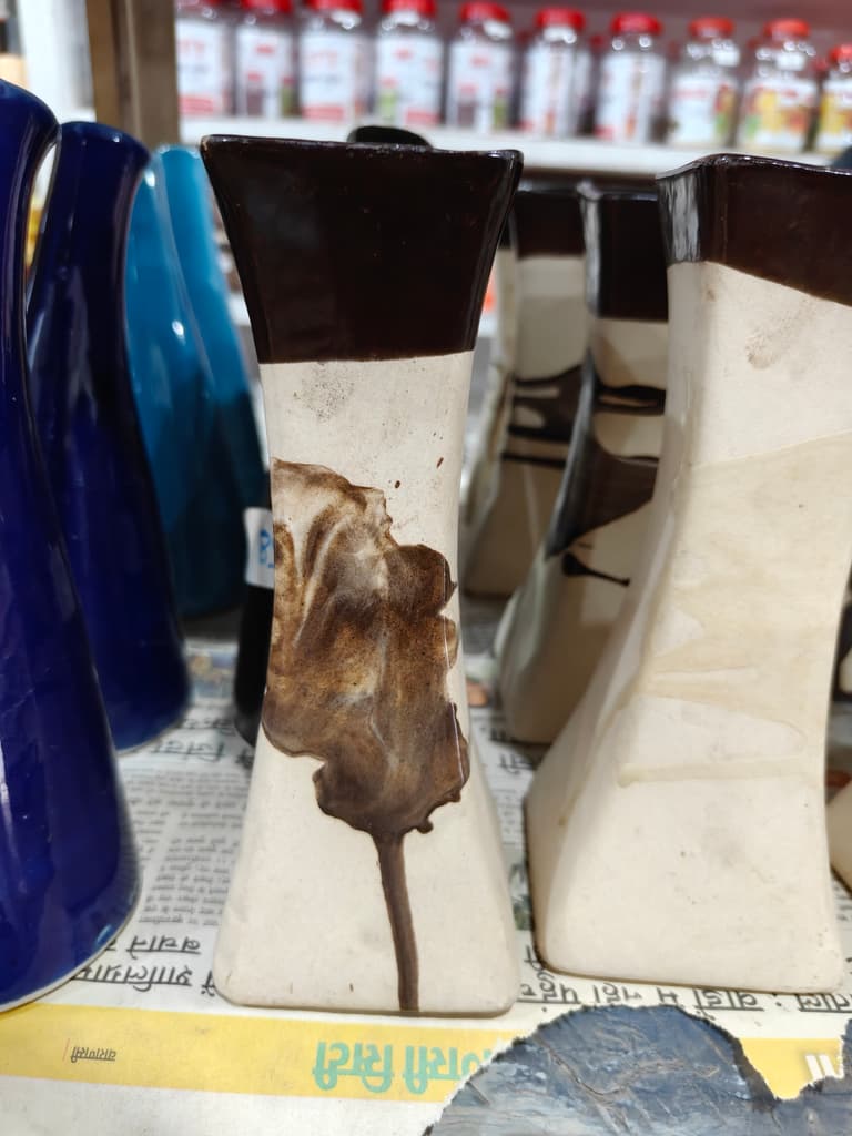 Vase with Brown Stain | Ceramic | Home Decor