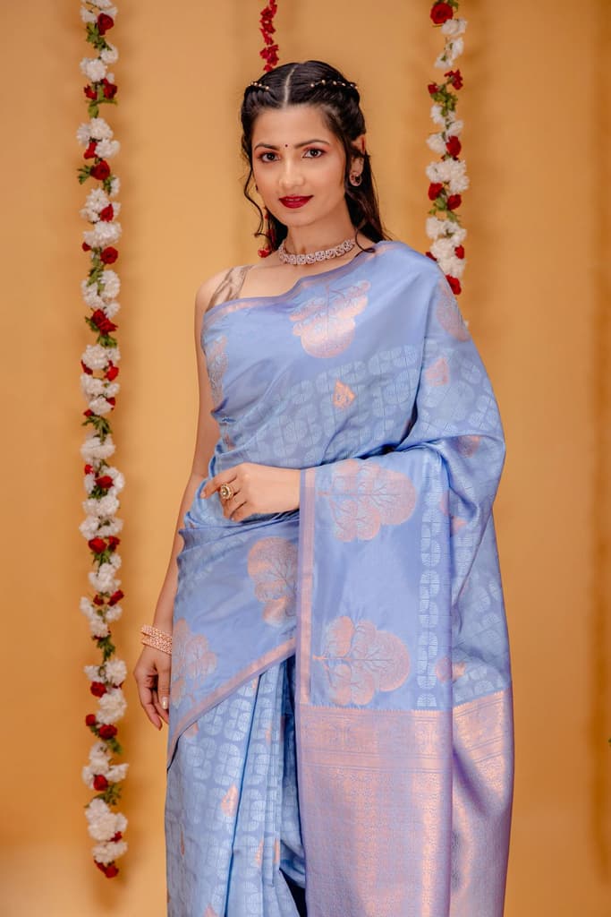 Mimosa Women's Woven Design Kanjivaram Style Art Silk Saree With Blouse Piece : SA00001762ANFREE — photo 2